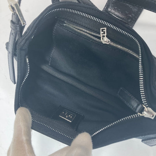 FENDI Shoulder Bag Nylon black logo FF Women Used Authentic