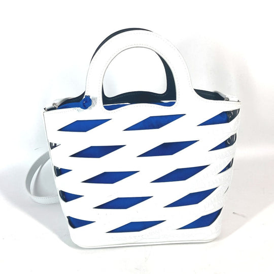 BALENCIAGA Handbag 630708 Patent leather white With porch All-over pattern All-over logo Women Used Authentic