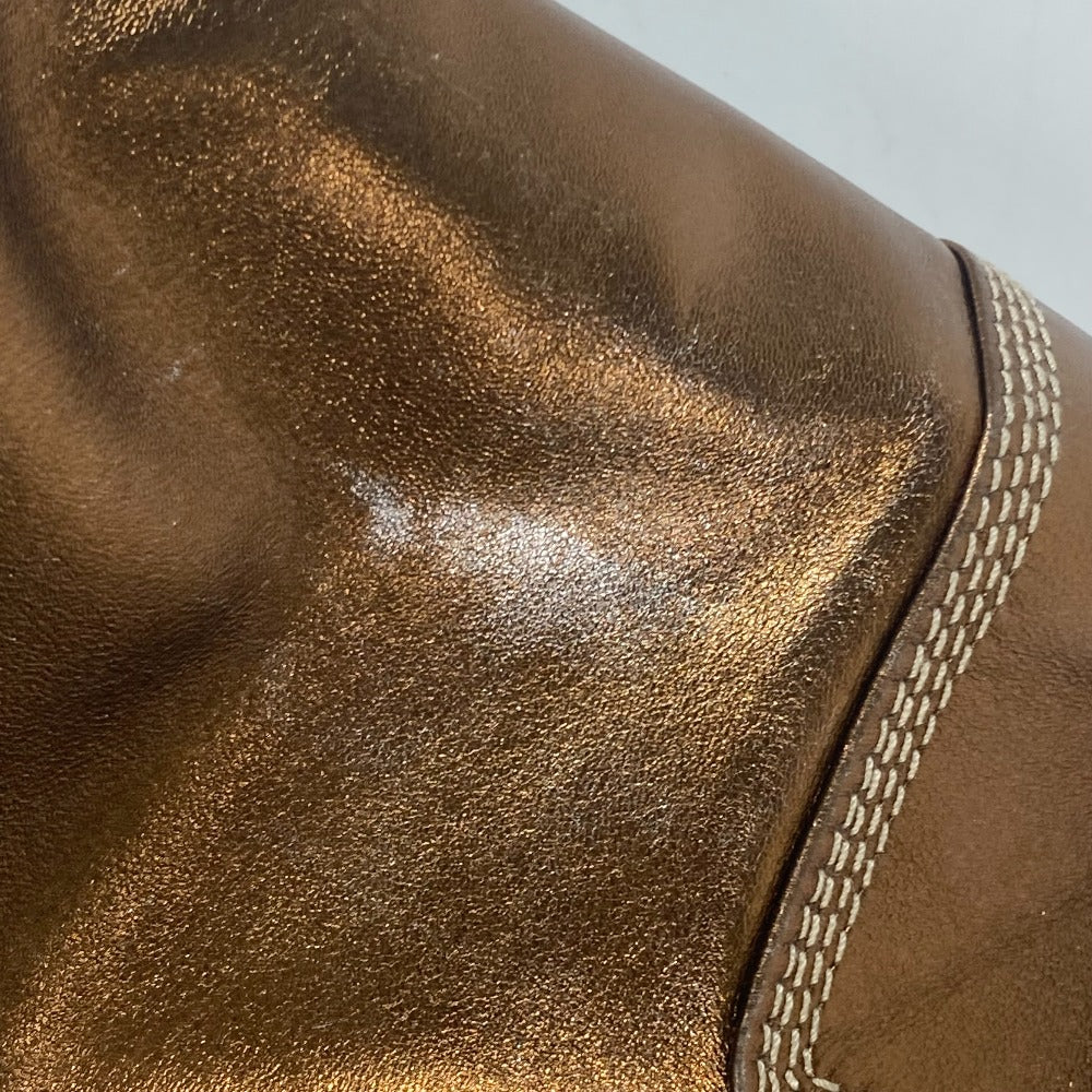 LOEWE Shoulder Bag leather Metallic brown logo anagram Women Used Authentic
