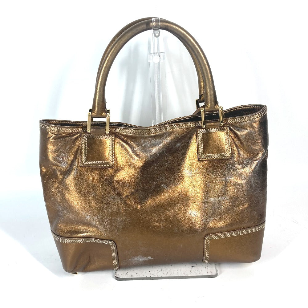 LOEWE Shoulder Bag leather Metallic brown logo anagram Women Used Authentic