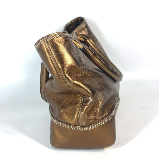 LOEWE Shoulder Bag leather Metallic brown logo anagram Women Used Authentic