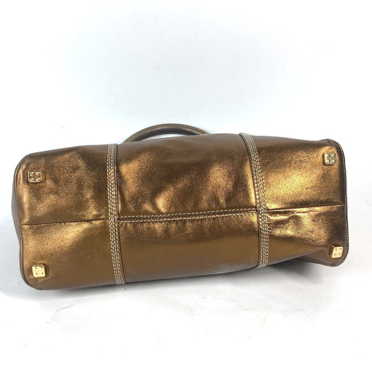 LOEWE Shoulder Bag leather Metallic brown logo anagram Women Used Authentic