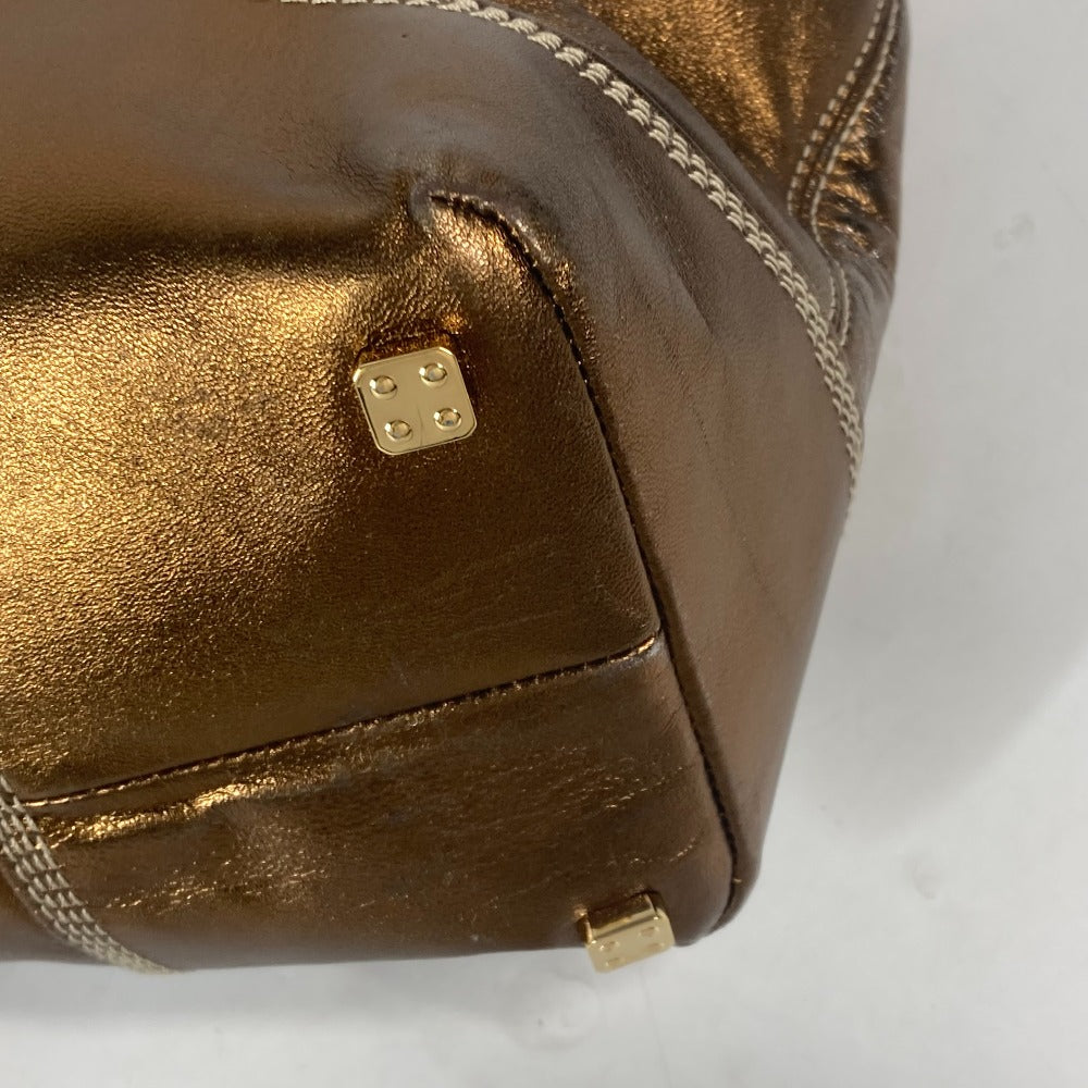 LOEWE Shoulder Bag leather Metallic brown logo anagram Women Used Authentic