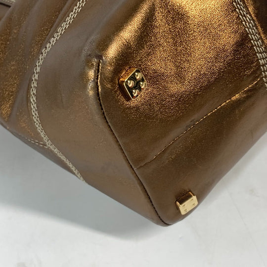 LOEWE Shoulder Bag leather Metallic brown logo anagram Women Used Authentic