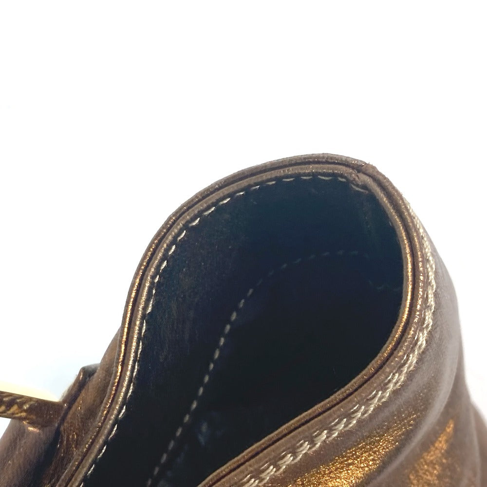 LOEWE Shoulder Bag leather Metallic brown logo anagram Women Used Authentic