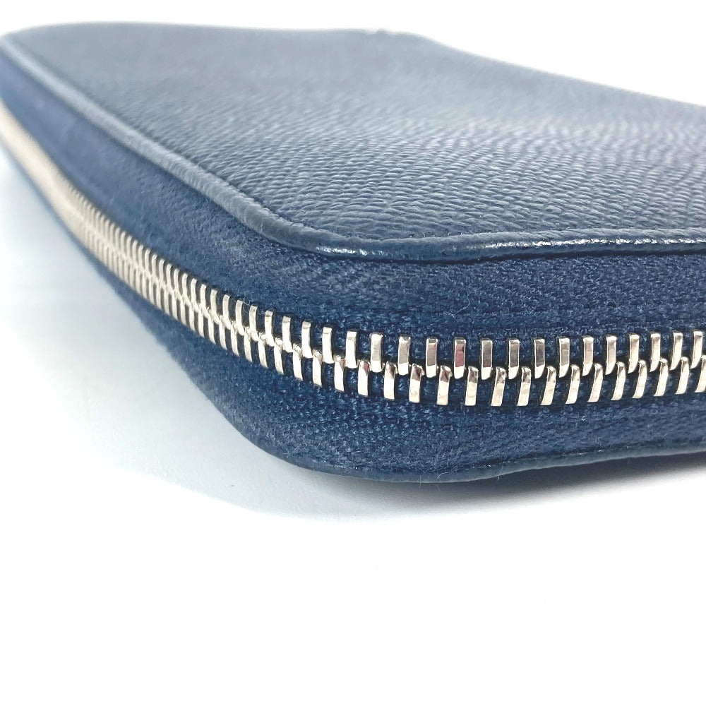 BVLGARI Long Wallet Purse 288254 leather Navy logo mens Used Authentic