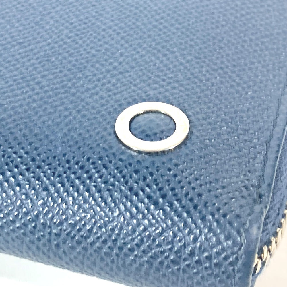 BVLGARI Long Wallet Purse 288254 leather Navy logo mens Used Authentic