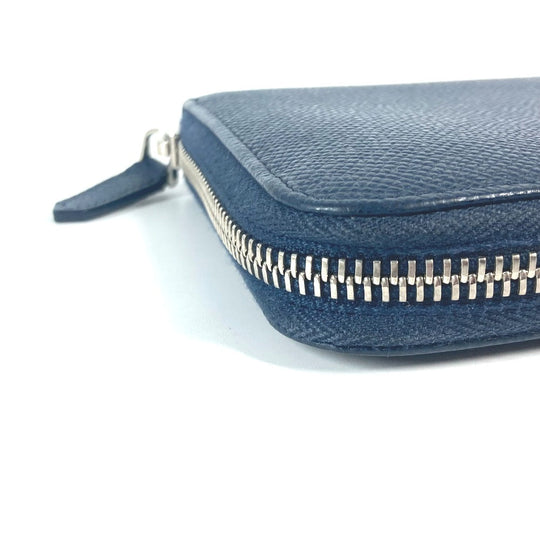 BVLGARI Long Wallet Purse 288254 leather Navy logo mens Used Authentic
