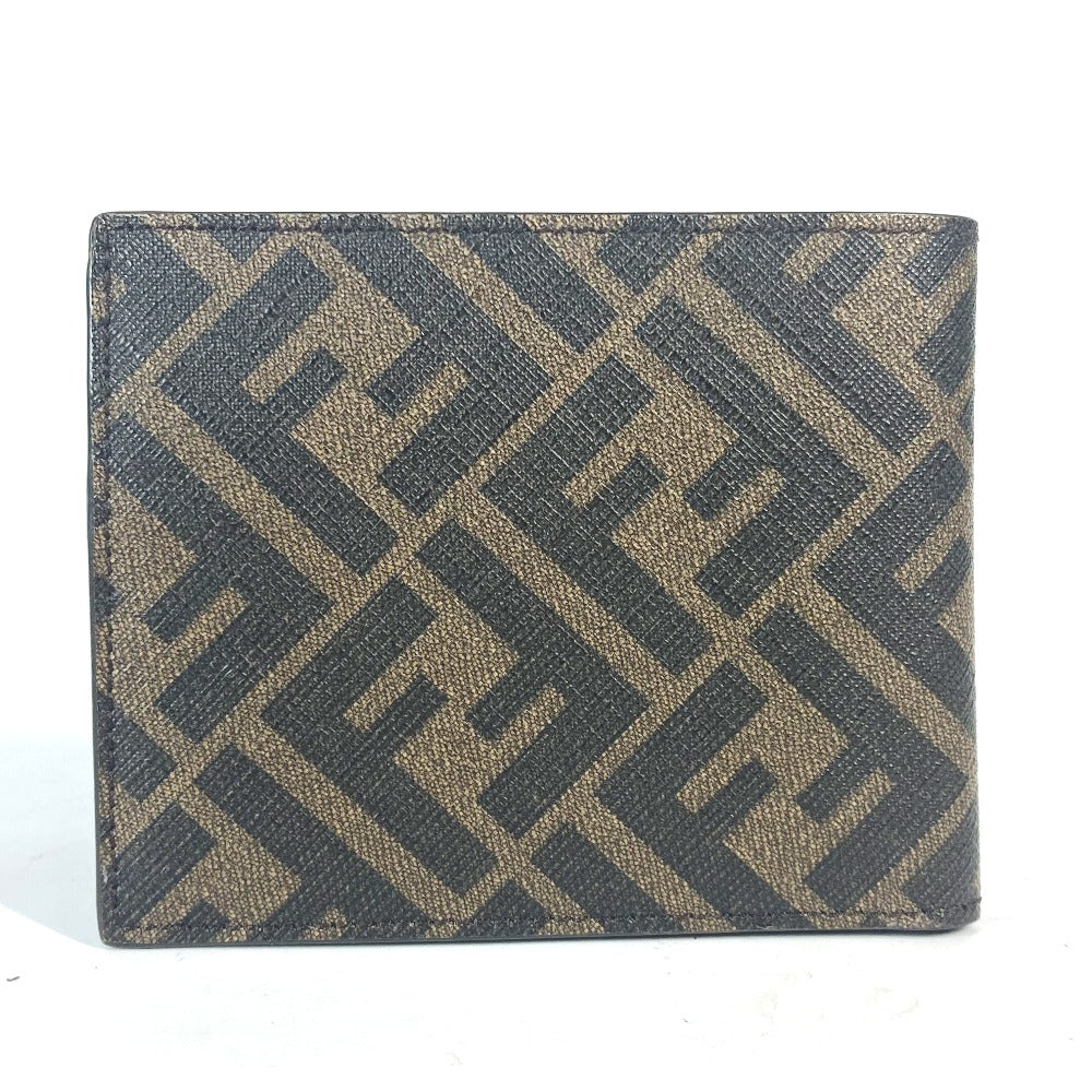 FENDI Folded wallet 7M0339 PVC / Leather Brown Zucca logo mens Used Authentic