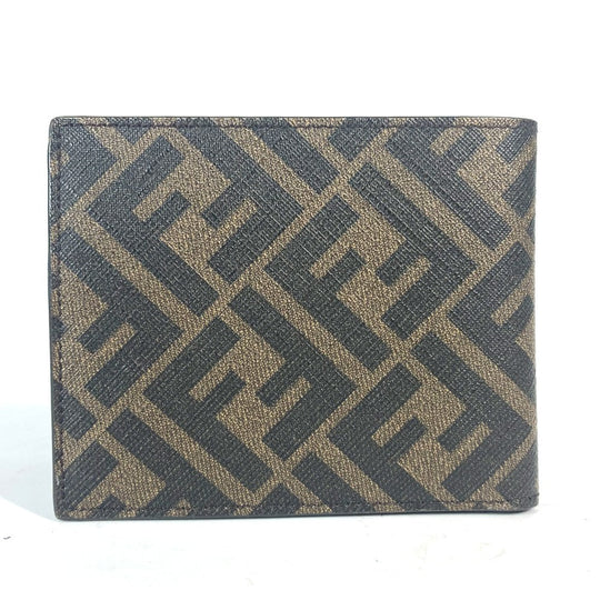 FENDI Folded wallet 7M0339 PVC / Leather Brown Zucca logo mens Used Authentic