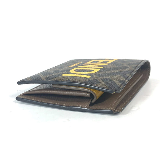 FENDI Folded wallet 7M0339 PVC / Leather Brown Zucca logo mens Used Authentic