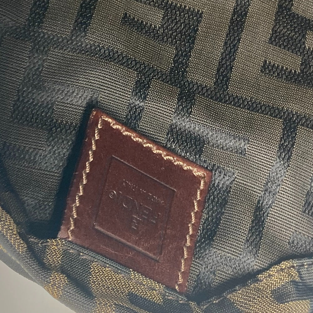 FENDI Shoulder Bag Leather / canvas Brown Accessory pouch Zucca logo Women Used Authentic
