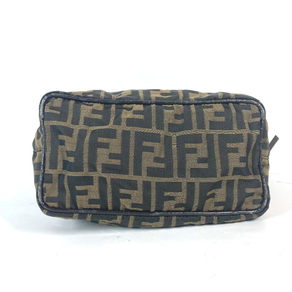 FENDI Shoulder Bag Leather / canvas Brown Accessory pouch Zucca logo Women Used Authentic
