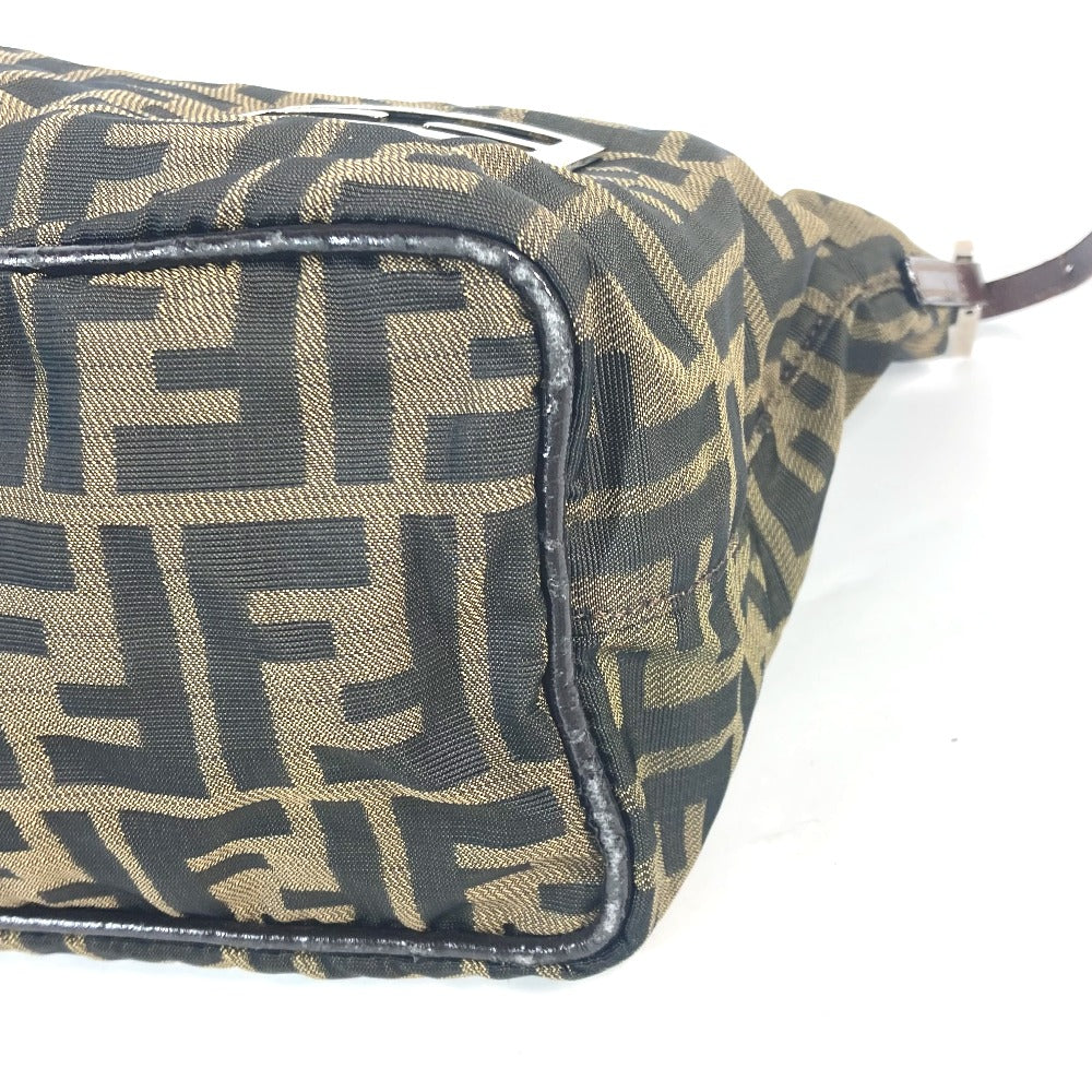 FENDI Shoulder Bag Leather / canvas Brown Accessory pouch Zucca logo Women Used Authentic