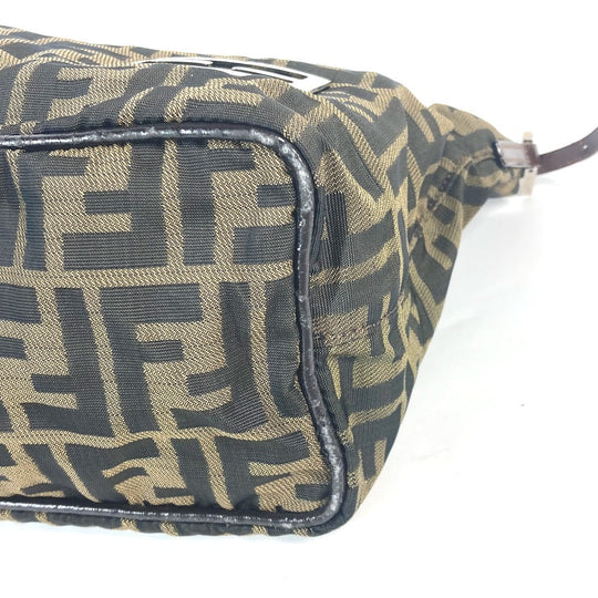 FENDI Shoulder Bag Leather / canvas Brown Accessory pouch Zucca logo Women Used Authentic