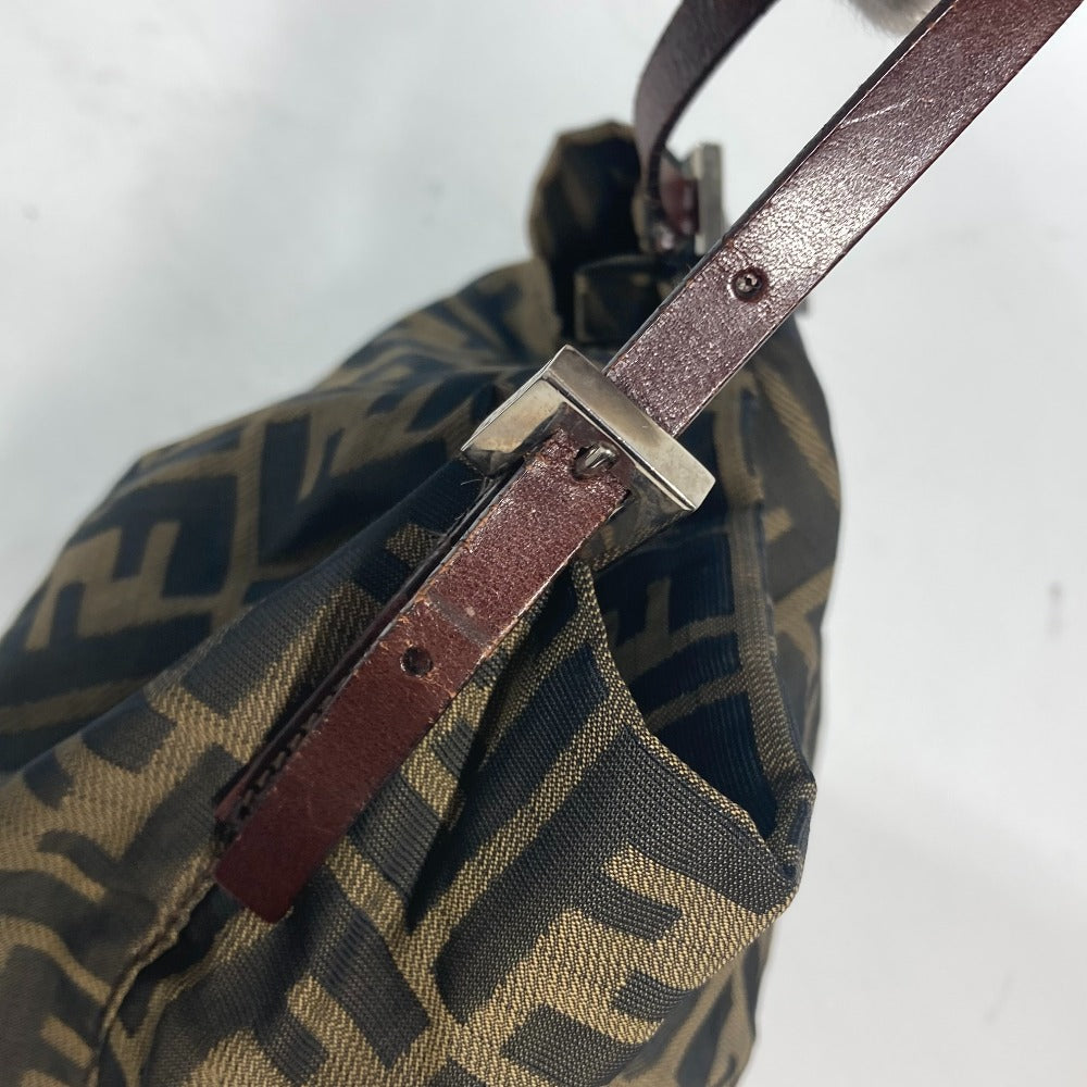FENDI Shoulder Bag Leather / canvas Brown Accessory pouch Zucca logo Women Used Authentic