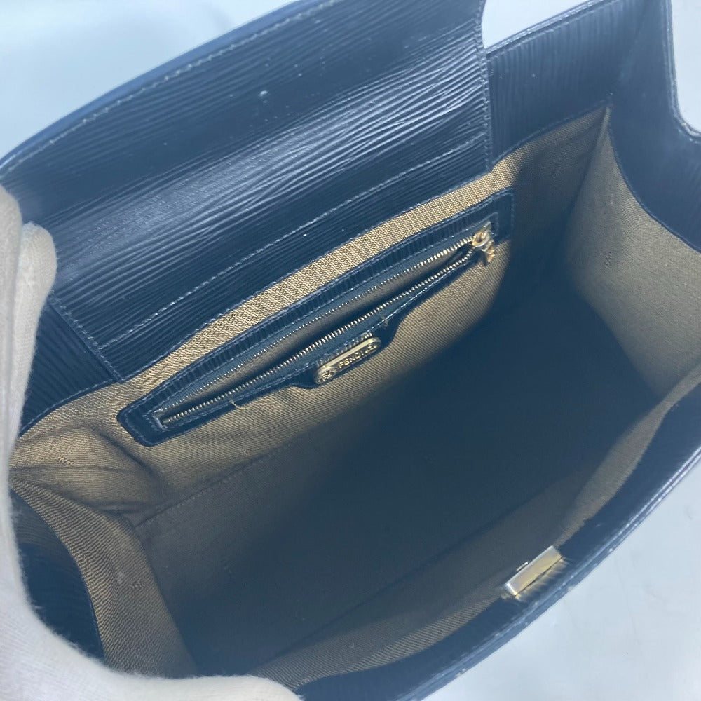 FENDI Shoulder Bag leather black vintage logo Women Used Authentic