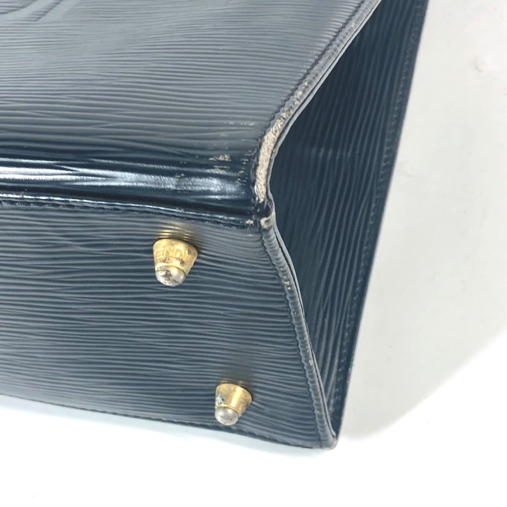 FENDI Shoulder Bag leather black vintage logo Women Used Authentic