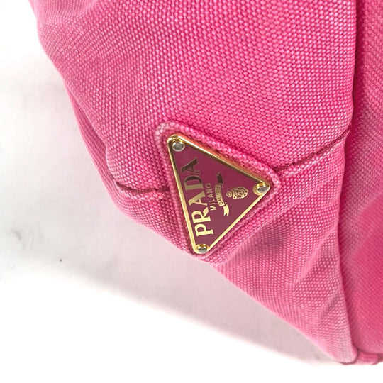 PRADA Handbag canvas pink Canapa logo M Women Used Authentic