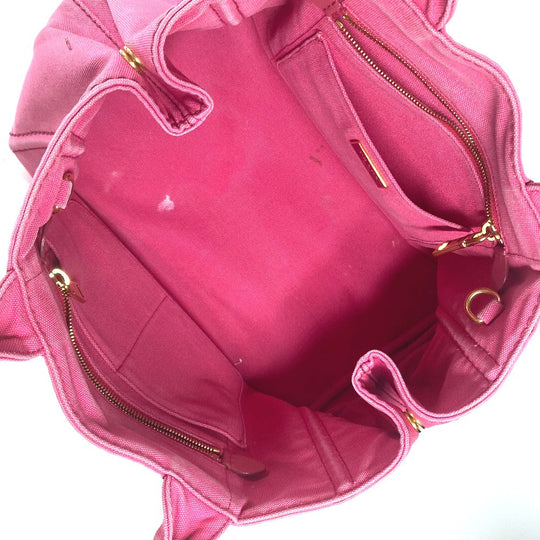 PRADA Handbag canvas pink Canapa logo M Women Used Authentic