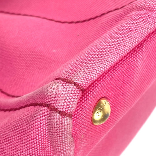 PRADA Handbag canvas pink Canapa logo M Women Used Authentic