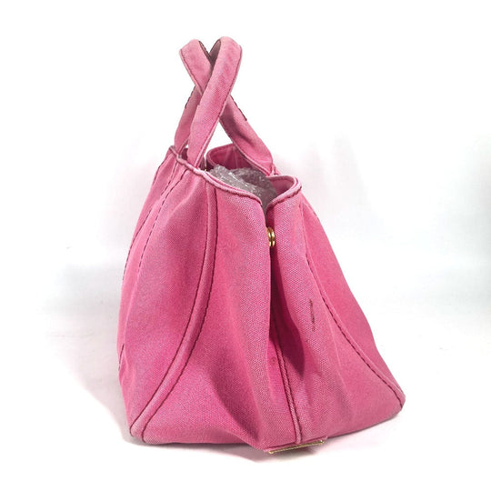 PRADA Handbag canvas pink Canapa logo M Women Used Authentic