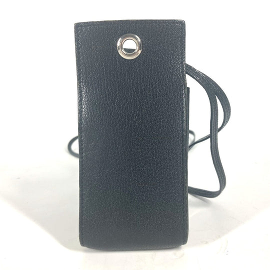 HERMES Pouch leather black Shoulder Bag Crossbody Bag with Strap Vespa Women Used Authentic