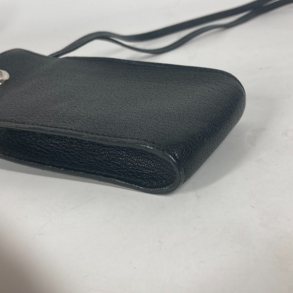 HERMES Pouch leather black Shoulder Bag Crossbody Bag with Strap Vespa Women Used Authentic