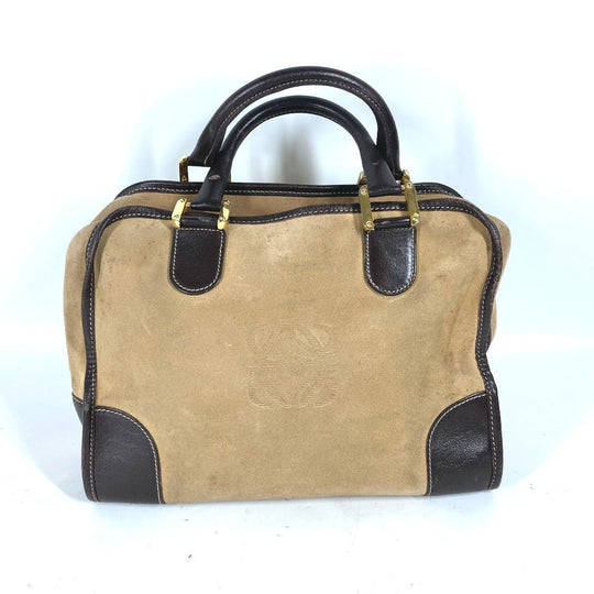 LOEWE Handbag Leather / suede beige Amazona 32 logo Women Used Authentic