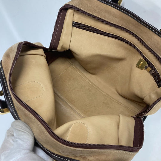 LOEWE Handbag Leather / suede beige Amazona 32 logo Women Used Authentic