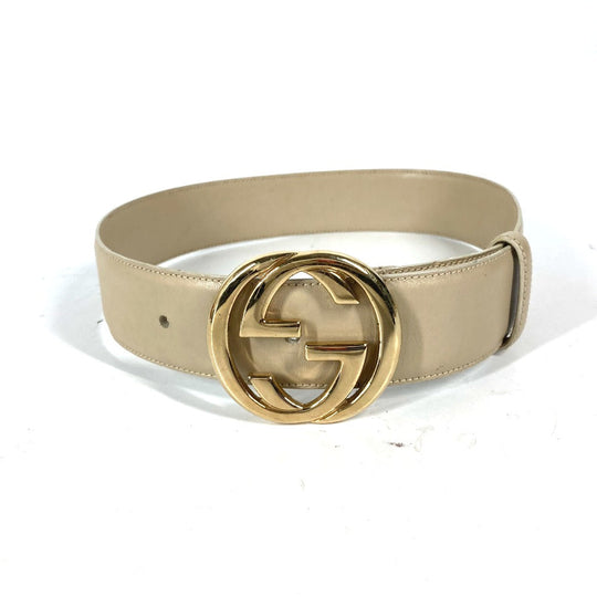 GUCCI belt 037･0394 leather beige GG logo 65