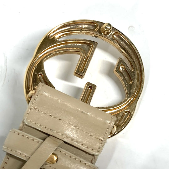 GUCCI belt 037･0394 leather beige GG logo 65