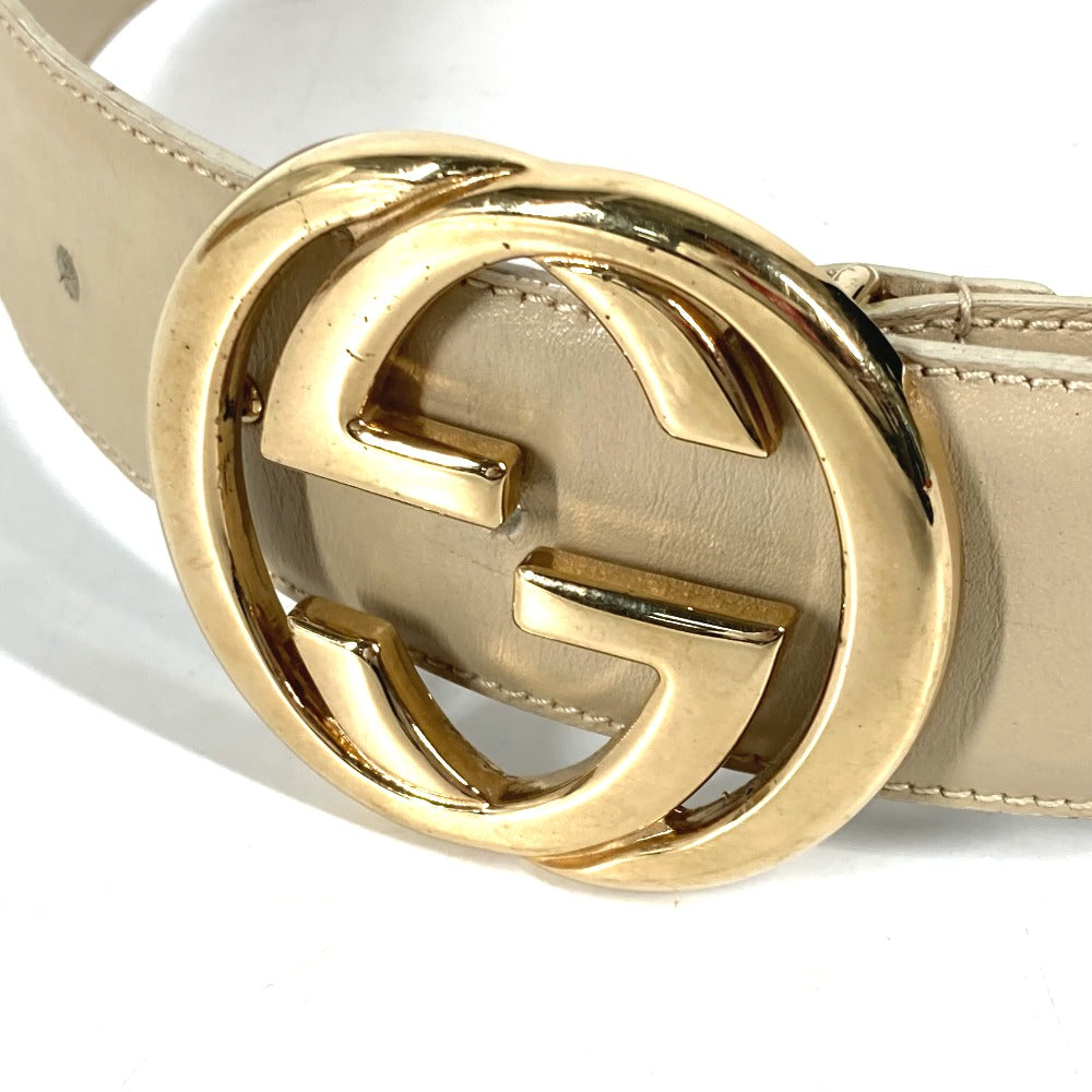 GUCCI belt 037･0394 leather beige GG logo 65