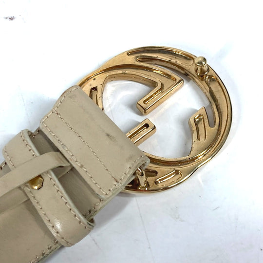 GUCCI belt 037･0394 leather beige GG logo 65