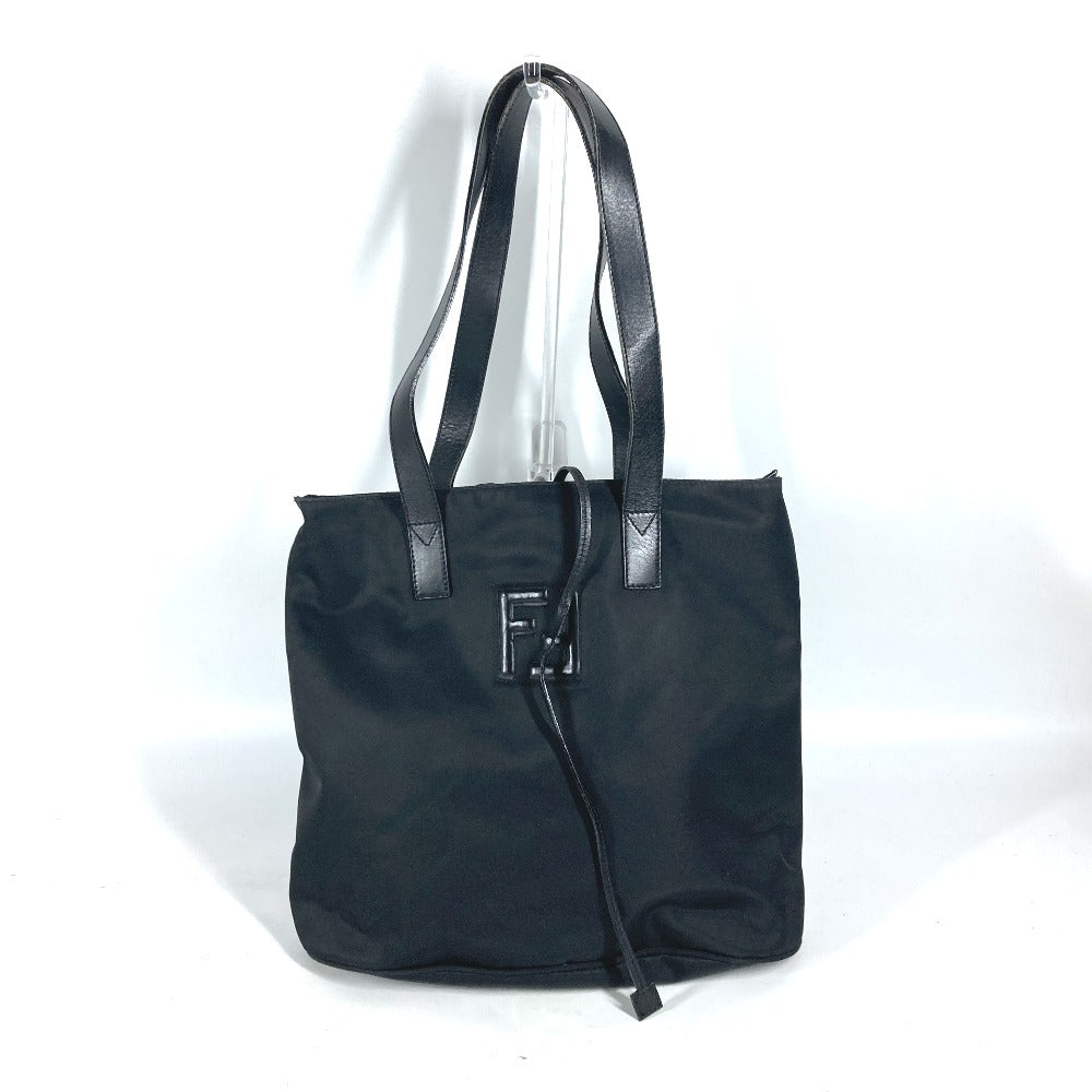 FENDI Shoulder Bag Leather / nylon black vintage FF logo Women Used Authentic