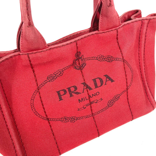 PRADA Handbag canvas Red logo Canapa Stainless Steel MINI
