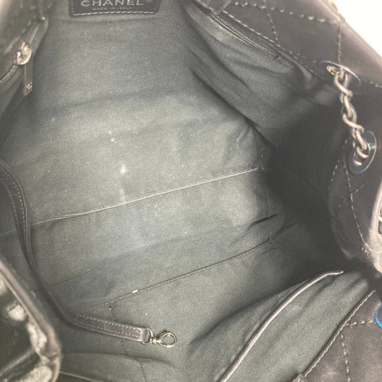 CHANEL Shoulder Bag leather black Matelasse WChain Quilting CC COCO Mark logo