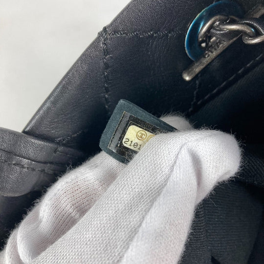 CHANEL Shoulder Bag leather black Matelasse WChain Quilting CC COCO Mark logo