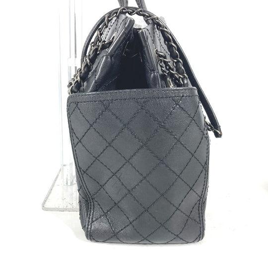 CHANEL Shoulder Bag leather black Matelasse WChain Quilting CC COCO Mark logo