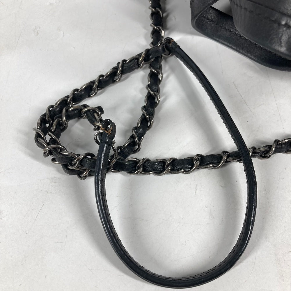 CHANEL Shoulder Bag leather black Matelasse WChain Quilting CC COCO Mark logo