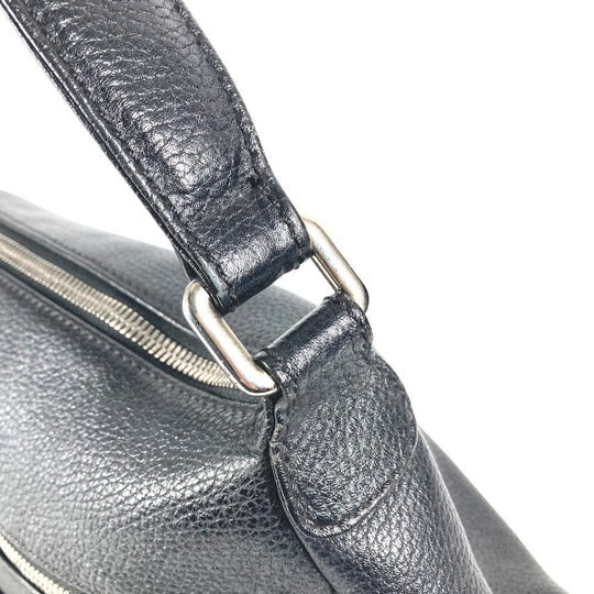 CHANEL Shoulder Bag leather black one belt shoulder bag logo fringe tassel Women Used Authentic