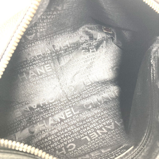 CHANEL Shoulder Bag leather black one belt shoulder bag logo fringe tassel Women Used Authentic