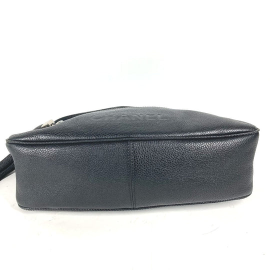 CHANEL Shoulder Bag leather black one belt shoulder bag logo fringe tassel Women Used Authentic