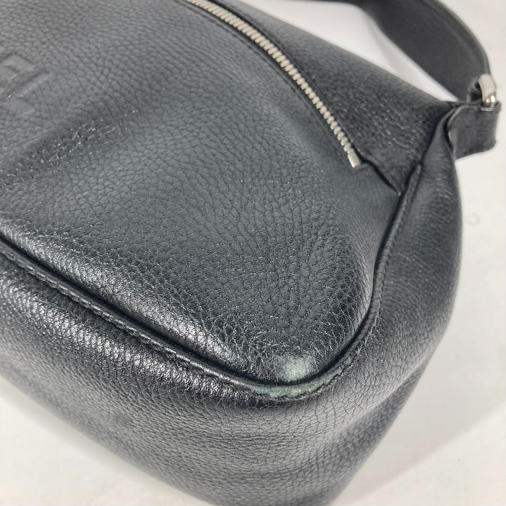 CHANEL Shoulder Bag leather black one belt shoulder bag logo fringe tassel Women Used Authentic