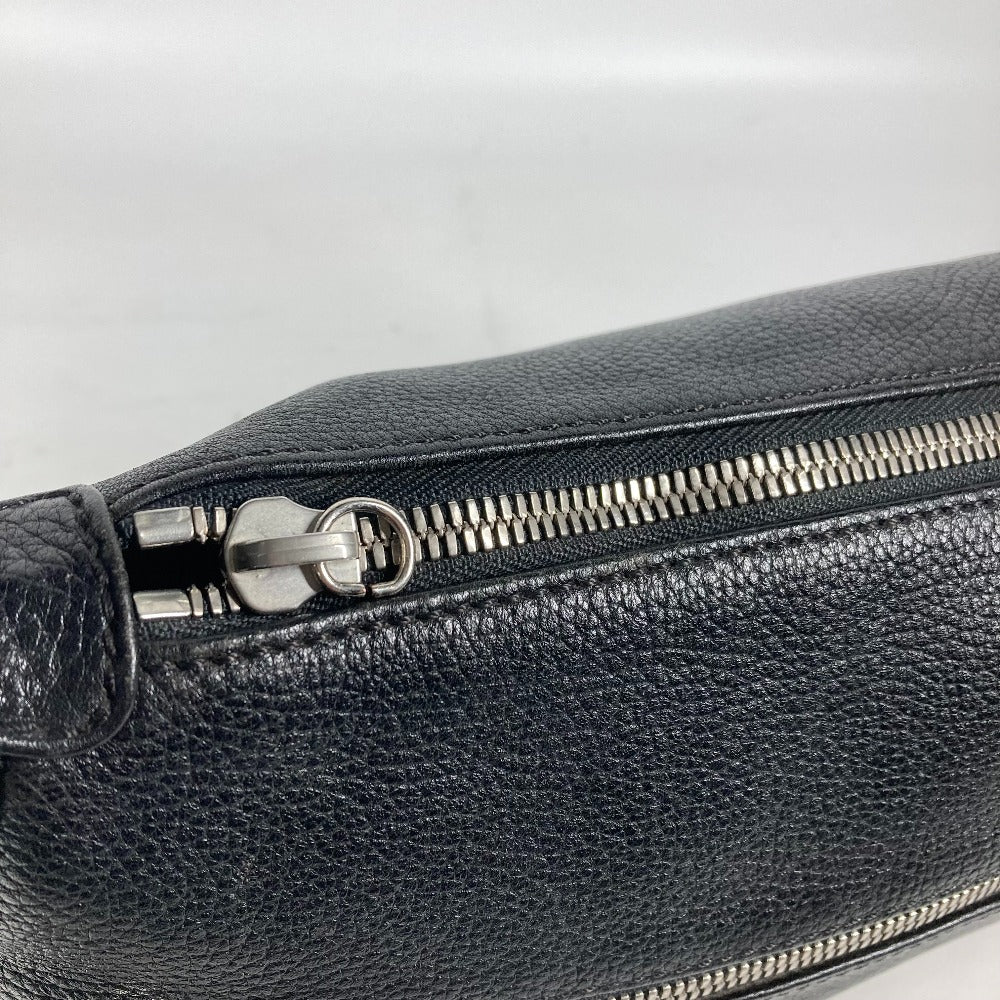 CHANEL Shoulder Bag leather black one belt shoulder bag logo fringe tassel Women Used Authentic