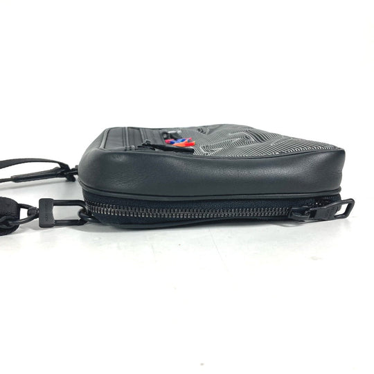 LOUIS VUITTON Shoulder Bag M55698 Leather / nylon black LV initials Expandable messenger unisex(Unisex) Used Authentic