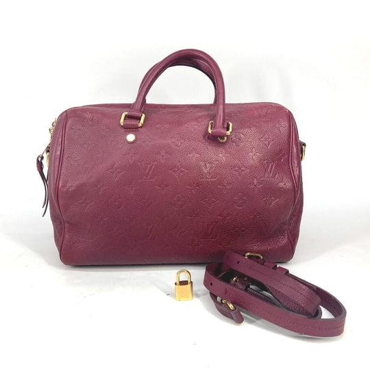 LOUIS VUITTON Shoulder Bag M40755 Monogram Ann Platt Leather wine-red Monogram Ann Platt Speedy�Ebandouliere30 Women Used Authentic