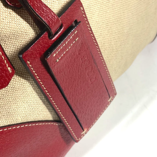 PRADA Shoulder Bag Leather / canvas beige By color Triangle logo plate Women Used Authentic