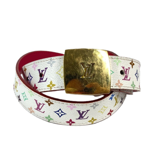 LOUIS VUITTON belt M9682W Monogram multicolor canvas white Monogram multicolor Sun Tulle LV cut Women 80 Used Authentic