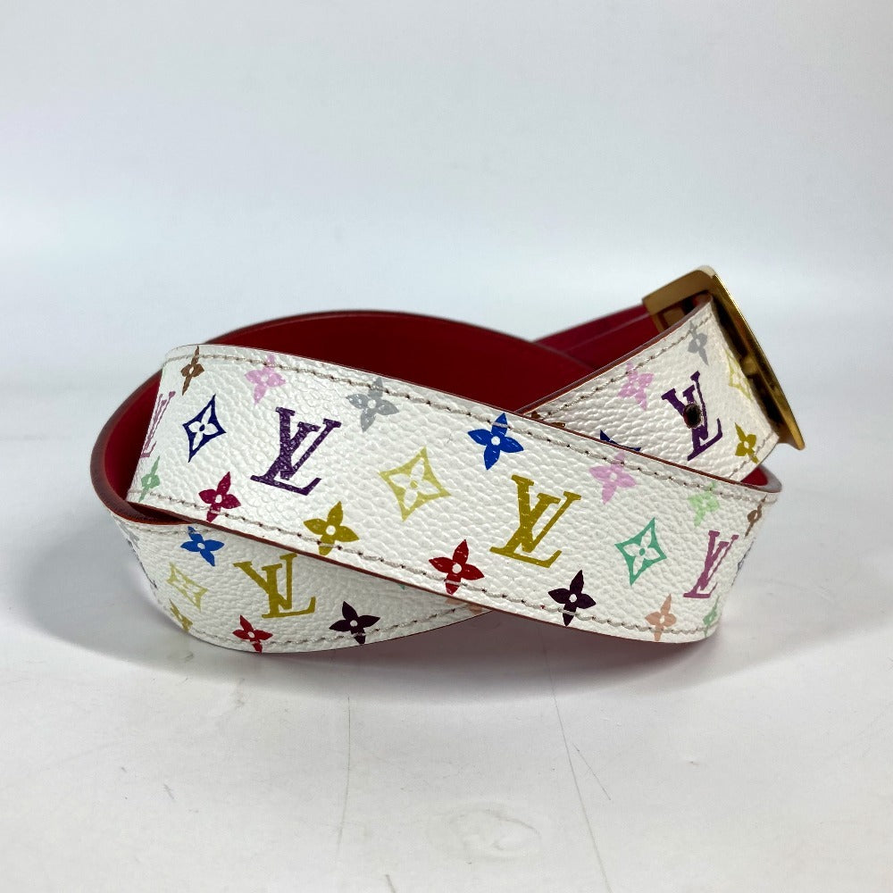 LOUIS VUITTON belt M9682W Monogram multicolor canvas white Monogram multicolor Sun Tulle LV cut Women 80 Used Authentic